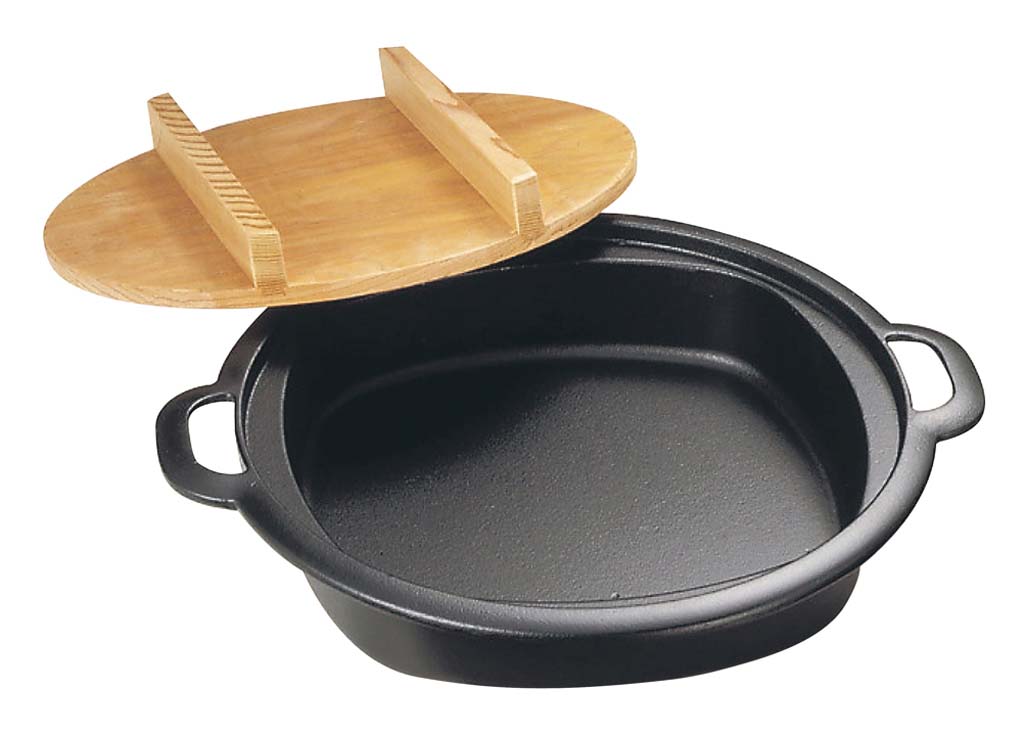 Sukiyaki Pots - 南部 鉄 すきやき兼餃子鍋(木蓋付)24cm 20044 業務用 1644000