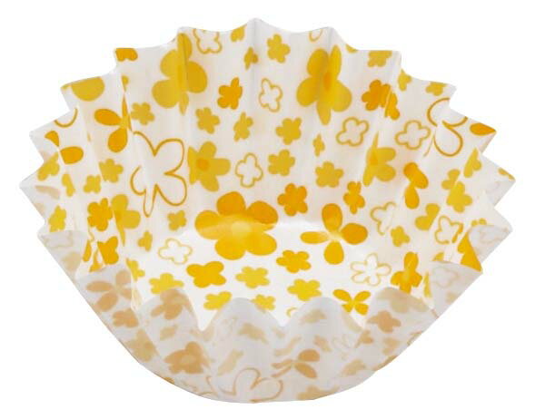 ココ・ケース(500枚入)小花柄 丸型 7号深 イエロー 業務用 2135702