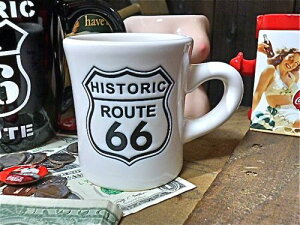 アメリカン雑貨 ROUTE66 グッズ マグカップ キッチン グラス ルート66（WHITE)-HS0020