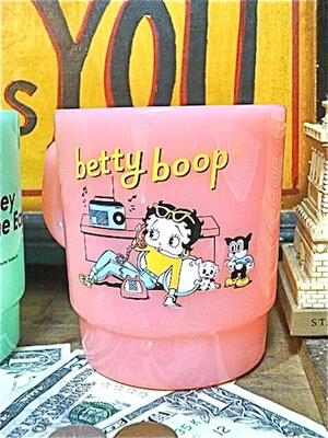 ベティ・ブープ アメリカン雑貨 Betty Boop ベティーブープ ベティちゃん グッズ ミルキー スタッキング マグカップ グラス PINK ベティーちゃん-HS0075