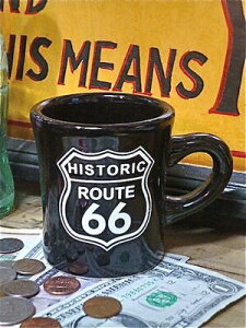 アメリカン雑貨 ROUTE66 グッズ マグカップ キッチン グラス ルート66（BLACK)-HS0095