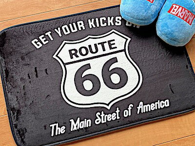 ROUTE66 グッズ アメリカン雑貨 玄関マット ルート66 フロアマット カーペット ラグ キッチン バス パ..