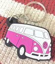 アメリカン雑貨 ラバーキーホルダー キーチェーン フォルクスワーゲン BUS PINK Volkswagen-AT0150(2)