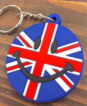 ユニオンジャック アメリカン雑貨 ラバーキーホルダー キーチェーン スマイル SMILE ニコちゃん UK