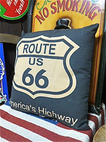 アメリカン雑貨 ROUTE66 グッズ レトロ クッション ルート66-AK0051