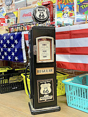 ROUTE66 グッズ アメリカン雑貨 ルート66 ガスポンプ型 レトロ CDラック DVDラック 本棚 ショーケースL 店舗 ガレージ ディスプレイ