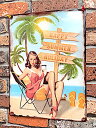 【TIME SALE】アメリカン雑貨 アンティークエンボスプレート HAPPY SUMMER HOLIDAY 看板 メタルサイン ポスター 壁飾り 店舗 ガレー...
