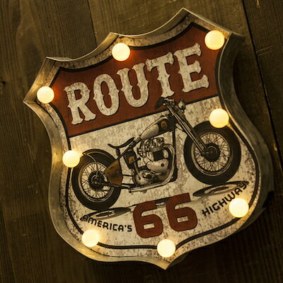 ROUTE66 å ꥫ󻨲 饤  American Classic LED Sign ꥫ󥯥饷å 롼66 Motorcycle ܾ ѥ֥å Сå ɳݤ Ź 졼 ǥץ쥤 Х