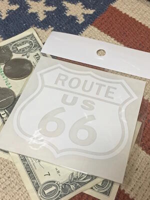 アメリカン雑貨 ROUTE66 グッズ カットアウトステッカー L WHITE ルート66-BS0124