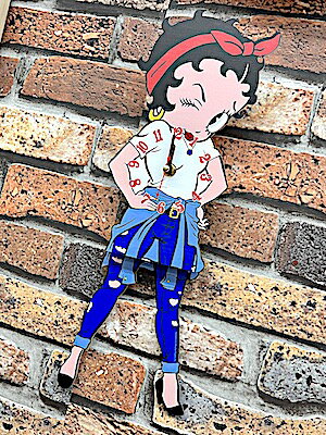 ベティちゃん グッズ アメリカン雑貨 振り子 掛時計 Betty Boop スウィングウォールクロック 壁掛け 店舗 ガレージ ディスプレイ