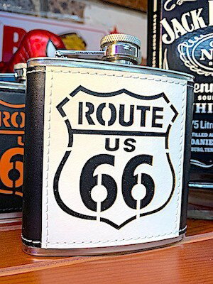 ROUTE66 グッズ アメリカン雑貨 ルート66 フラスク WHITE 水筒 酒器 パブ バー グッズ キッチン 置物 ディスプレイ【アメリカ直輸入品】