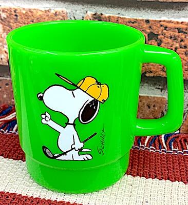 スヌーピー アメリカン雑貨 SNOOPY スヌーピー グッズ プラマグ プラスチック マグカップ グラス GOLF GREEN-ON0184