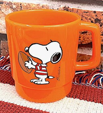 スヌーピー アメリカン雑貨 SNOOPY スヌーピー グッズ プラマグ プラスチック マグカップ グラス FOOTBALL ORANGE-ON0188