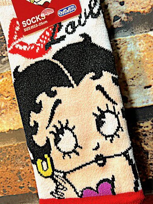 ベティちゃん グッズ レディースソックス アメリカン雑貨 くるぶし キスマーク くつした 23cm〜25cm Betty Boop