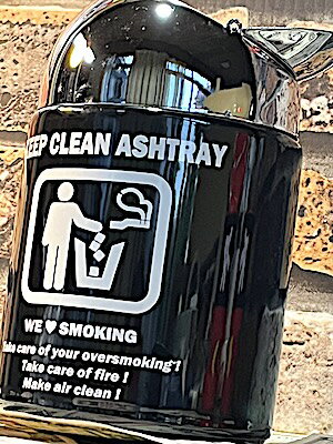アメリカン雑貨 ドームアッシュトレイ KEEP CLEAN 灰皿 BLACK