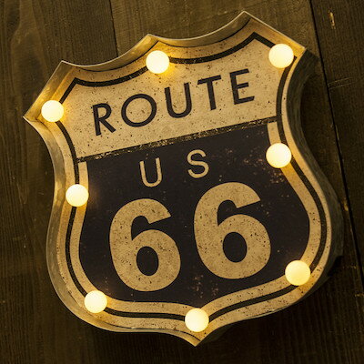 ROUTE66 グッズ アメリカン雑貨 ライト 照明 American Classic LED Sign アメリカンクラシック ルート66 ROUTE US 66 間接照明 パブグッズ バーグッズ 壁掛け 店舗 ガレージ ディスプレイ バイク