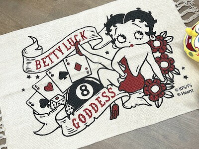 ベティちゃん グッズ アメリカン雑貨 Betty Boop コットンフロアマット LUCK ラグ カーペット 玄関マット 店舗 ガレージ ディスプレイ