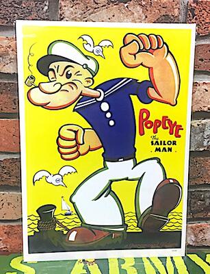 POPEYE ポパイ グッズ アメリカン雑貨 台紙付きポスター 壁飾り-LA0017
