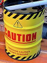 アメリカン雑貨 ドラム缶型 灰皿 アッシュトレイ CAUTION
