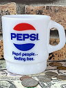 アメリカン雑貨 スタッキング マグカップ PEPSI ペプシコーラ WHITE コップ グラス アウトドア