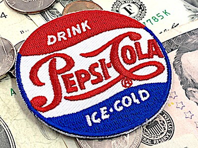 アメリカン雑貨 ワッペン PEPSI Cola ペプシ コーラ ラウンド アップリケ アイロンパッチ ファッション小物 カスタマイズ