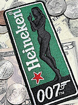 アメリカン雑貨 ワッペン アップリケ Heineken 007 BEER ハイネケン ビール アイロンパッチ ファッション小物 カスタマイズ