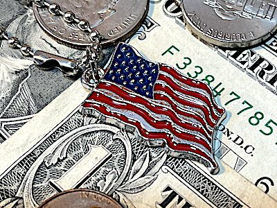 メタルキーホルダー 星条旗 グッズ アメリカン雑貨 USA フラッグ たなびき キーリング キーチェーン