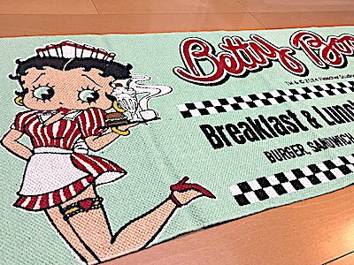 ベティちゃん グッズ コットンキッチンマット アメリカン雑貨 Betty Boop DINER ラグ カーペット 店舗 ..