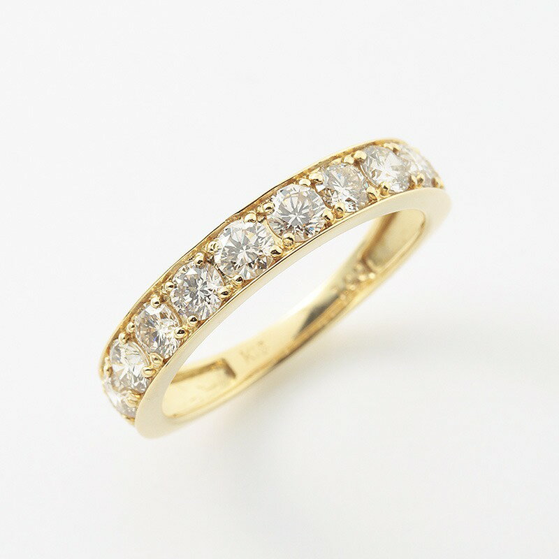 鑑別カード付き 送料込み 豊富なサイズ展開 18金イエローゴールドリング ダイヤモンドリング 結婚指輪 婚約指輪 ダイヤ 指輪 1ct 11石 ダイヤモンドリン...