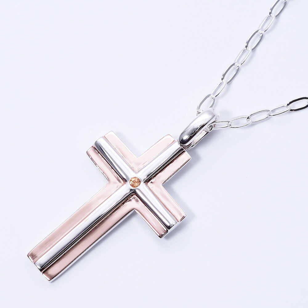 大きめクロスペンダント サファイヤ使用 イタリア製チェーン プレゼントにおすすめ シルバーネックレス ペアネックレス ネックレス 幸せ クロス サファイア おし...
