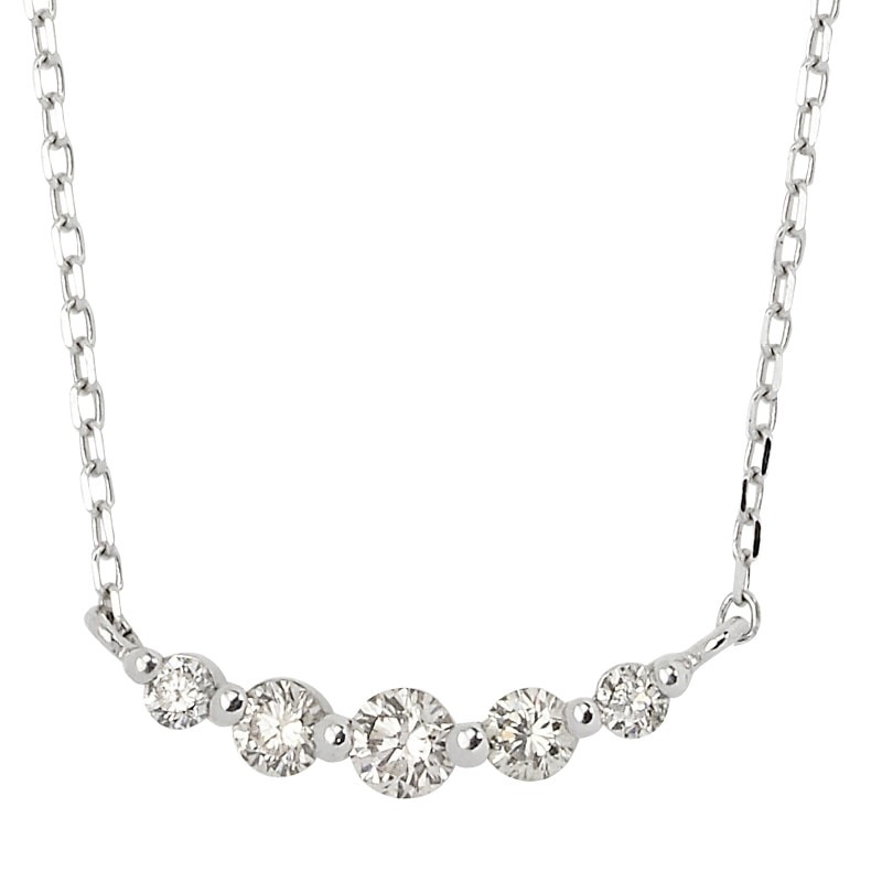 Rakuten - 送料込み 18金ラインネックレス K18 ホワイトゴールドネックレス 0.3ct 5石 ダイヤモンドネックレス ネックレス 18金ネックレス ペンダント 誕生日 ホワイトゴールド 結婚式 K18 ダイヤモンド アレルギーフリー 金属アレルギー対応 女性 レディース 品質保証