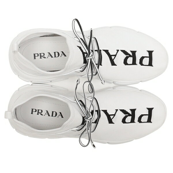 PRADA スニーカー 靴 シューズ ニットファブリック ロゴ ホワイト ブラック メンズ プラダ 4E3492 3LD8 F0964 | １＆ｏｎｅ