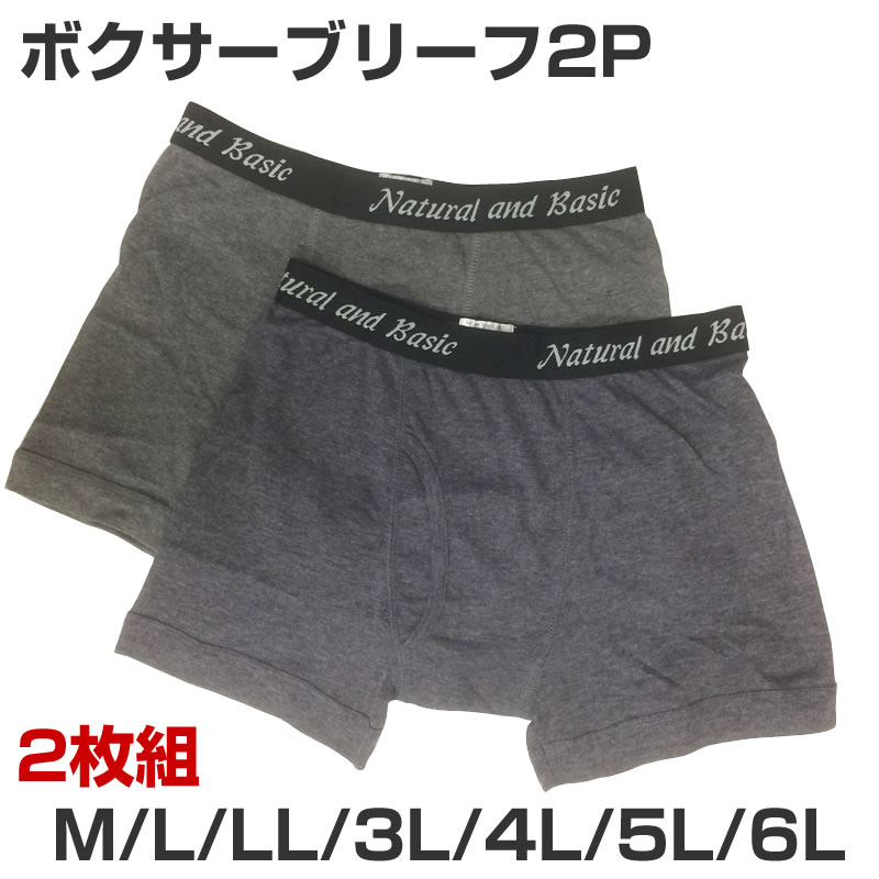 【メール送料無料】ボクサーブリーフ 2枚組 抗菌防臭 綿混【M/L/LL/3L/4L/5L/6L】メ