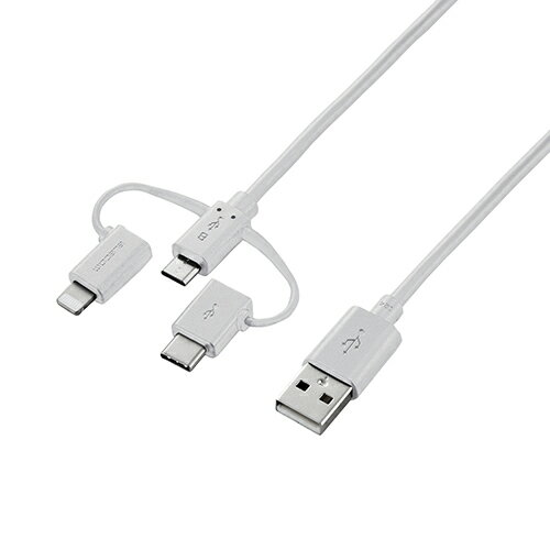 ڥݥ20ܡۥ쥳 ޡȥեUSB֥/3in1/microUSB+Type-C+Lightning/0.3m/ۥ磻 MPA-AMBLCAD03WH