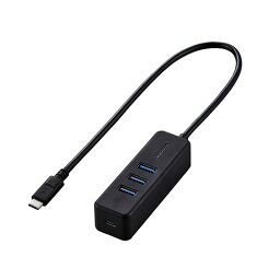 【クーポン配布中】エレコム USB Type C ハブ/USB3.1(Gen1)/USB-Aメス3ポート/PD対応Type-C1ポート/ケーブル30cm/ブラック U3HC-T431P5BK