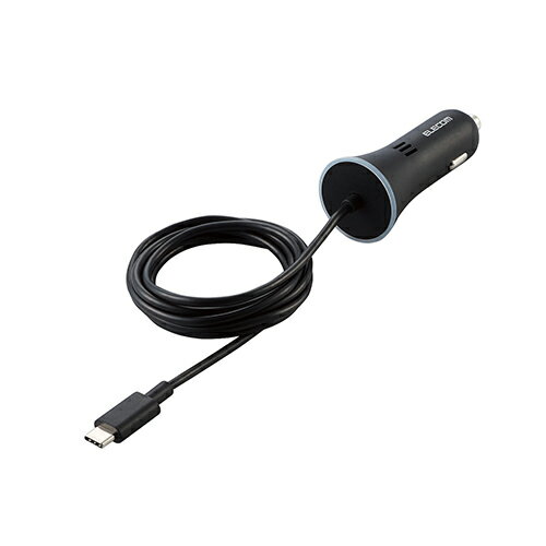 【ポイント20倍】エレコム カーチャージャー/Type-C/USB-C/PD認証/ストレートタイプ/1.5m/18W/インジケーター搭載/ブラック MPA-CCCPD01BK