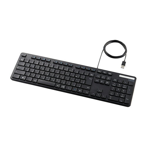 【ポイント20倍】エレコム 有線キーボード/薄型/メンブレン式/抗菌/フルサイズ/ブラック TK-FCM108KBK