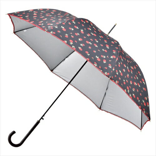 【ポイント20倍】チェルベ　雨天兼用婦人深張ローズプリントワンタッチ傘(ブラック)　 K20415426