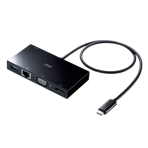 ［USB−C オス→メス HDMI／VGA／LAN／USB−A／USB−C］ USB PD対応 100W ドッキングステーション USB-3TCH30BK [USB Power Delivery対応]
