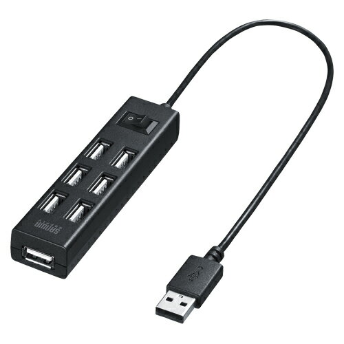 楽天インテリアの壱番館【クーポン配布中】（まとめ） サンワサプライ USB2．0ハブ　7ポート USB-2H702BKN 4969887782286 ●ポート数：7ポート ●外寸：幅103×奥25×高19mm●重量：45．5g●ケーブル長：30cm●インターフェイス：USB2． 1個【×2セット】