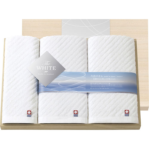 【ポイント20倍】今治タオル 今治 ザ ホワイト 日本製 スリムバスタオル2P&フェイスタオル(木箱入) C30..