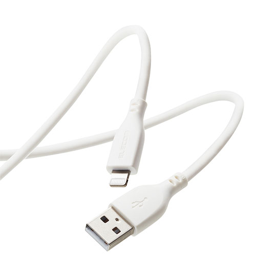 iPhone充電ケーブル ライトニング USB-A 1m 高耐久 iPhone iPad シリコン素材 ホワイト