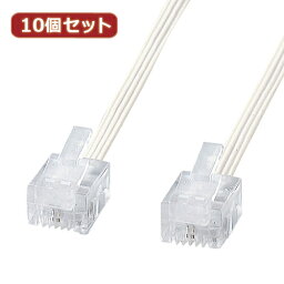 【ポイント20倍】10個セット サンワサプライ やわらかスリムケーブル(白) TEL-S2-1N2 TEL-S2-1N2X10