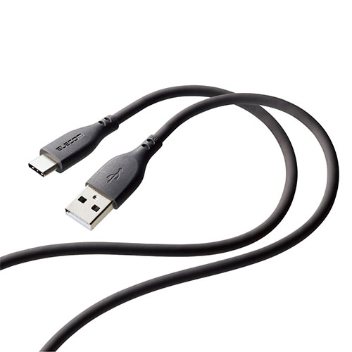 シリコン素材を採用した柔らかく、なめらかな手触りのUSBケーブルです。 折り癖のつきにくさと高い耐久性を兼ね備えているので、モバイル用として束ねて持ち運ぶのにおすすめです。 USB-A端子を搭載したパソコン・充電器と、USB Type-C(TM)端子を搭載したスマートフォンを接続して充電・データ通信ができます。■USB-A端子を搭載しているパソコン及び充電器・モバイルバッテリーなどに、USB Type-C(TM)端子を搭載しているスマートフォンやタブレットを接続し、充電やデータ転送ができるUSB2.0ケーブルです。※USB Type-C and USB-C are trademarks of USB Implementers Forum ■シリコン素材を採用した柔らかく、なめらかな手触りのUSBケーブルです。 ■絡みにくく、取り回しがしやすいです。 ■断線しにくい高密度配線ケーブルを採用しています。 ■最大15W(5V/3A)の大電流で接続機器の充電が可能です。 ※ご使用になるパソコンなどの性能によって、供給される電流値が異なります。USB Power Delivery非対応です。 ■最大480Mbpsの高速データ転送が可能です。 ■難燃性の素材を使用し、安全性を高めています。 ■サビなどに強く信号劣化を抑える金メッキピンを採用しています。 ■EUの「RoHS指令(電気・電子機器に対する特定有害物質の使用制限)」に準拠(10物質)した、環境にやさしい製品です。 ■ゴミの少ない簡易パッケージです。■コネクタ形状1:USB Type-C(TM) オス ■コネクタ形状2:USB-A オス ■対応機種:USB-A端子を持つパソコン・充電器・モバイルバッテリーおよび、USB Type-C(TM)端子を持つスマートフォン・タブレットなど※USB Type-C and USB-C are trademarks of USB Implementers Forum ■ケーブル長:2.0m ※コネクター含まず ■ケーブル太さ:4.3mm ■規格:USB2.0規格正規認証品 ■対応転送速度:最大480Mbps ※理論値 ■プラグメッキ仕様:金メッキピン ■シールド方法:2重シールド ■カラー:グレー ■パッケージ形態:袋+ステッカー ■環境配慮事項:EU RoHS指令準拠(10物質)、簡易パッケージ