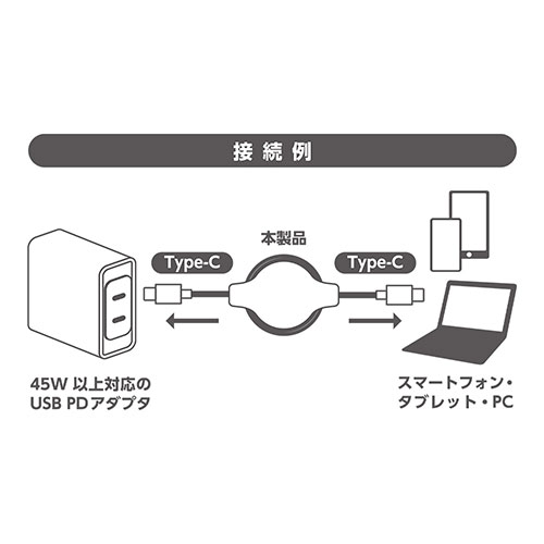 インテリアの壱番館の【ポイント20倍】ミヨシ USB PD対応コードリール Type-Cケーブル SMC-12PD｜アングル3