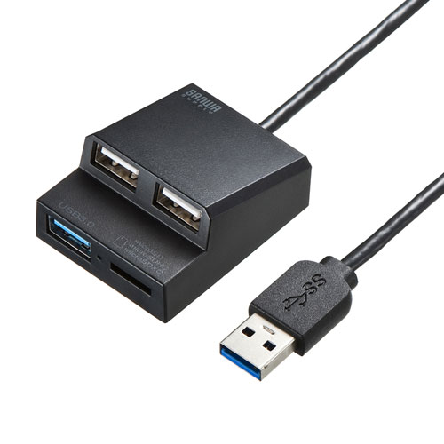 【ポイント20倍】サンワサプライ USB3.2Gen1+USB2.0コンボハブ カードリーダー付き USB-3HC315BKN