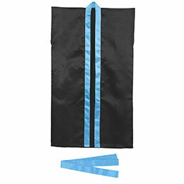 【クーポン配布中】ARTEC サテンロングハッピ 黒(青襟) J(ハチマキ付) ATC14428