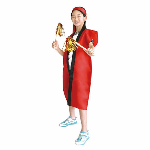 【ポイント20倍】ARTEC ソフトサテンロングハッピ S 黒/赤襟 (ハチマキ付) ATC14440