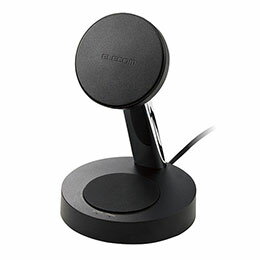 【クーポン配布中&スーパーSALE対象】エレコム マグネット内蔵ワイヤレス充電器(7.5W+5W・スタンド・1.5m) W-MS03BK