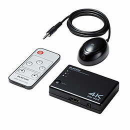 【クーポン配布中】エレコム HDMI切替器/4K60Hz対応/3ポート/3入力(HDMI)・1出力(HDMI)/分離型リモコン受光部タイプ/専用リモコン付/専用ACアダプター付き/ブラック DH-SW4KA31BK